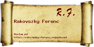 Rakovszky Ferenc névjegykártya